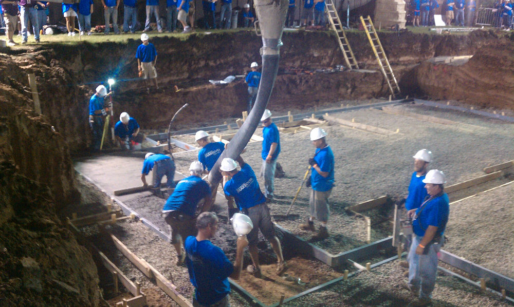 Photo of Carew Concrete and their team working at the Extreme Makeover: Home Edition site in Wisconsin