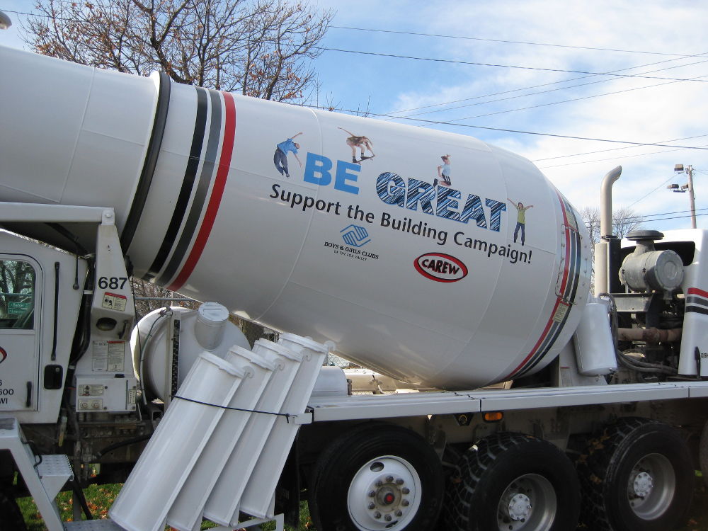 One of our custom painted cement mixers supporting the Boys and Girls club of the Fox Valley and Menasha