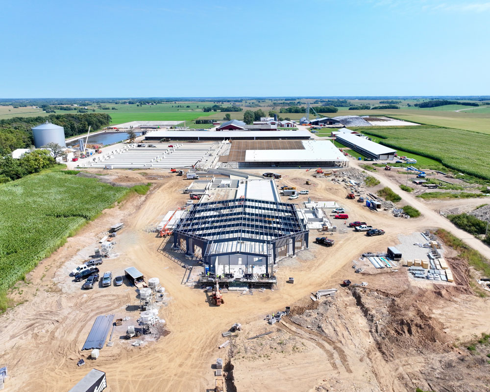 Bird's-eye view of Trillium Hill Farm project, from the front