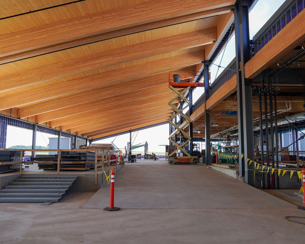 Interior shot of the new addition before the walls were complete for the Appleton International Airport