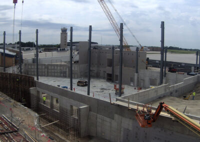 Bird's-eye exterior view of the new construction for the Appleton International Airport